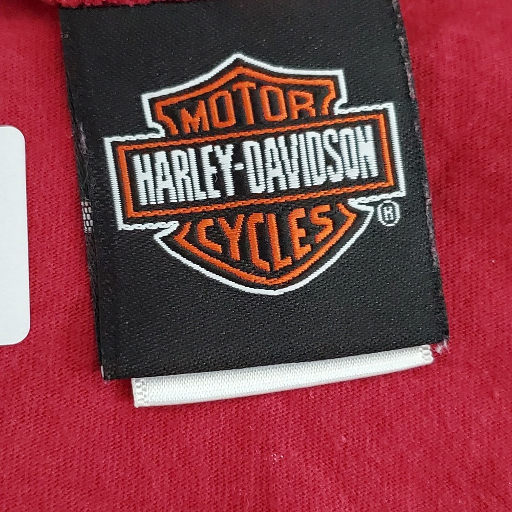 VINTAGE Harley-Davidson Women Shirt M Red Columbia OH Pullover Long Sleeve - Picture 5 of 12